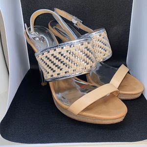 COACH tan and silver high heels size 6 B